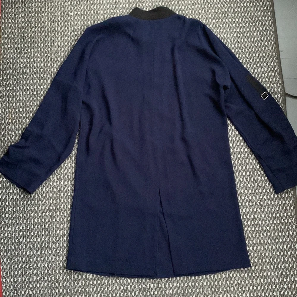 New York & Company Navy Blue Long Bomber Jacket - Picture 3 of 8